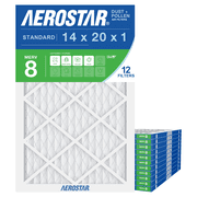 Aerostar 14x20x1 MERV 8 Air Filter, Pleated AC Furnace HVAC, Dust Pollen Pet Dander, 12 Pack