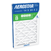 Aerostar 14x20x2 MERV 8 Air Filter, Pleated AC Furnace HVAC, Dust Pollen Pet Dander, 6 Pack