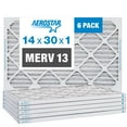 thumbnail image 1 of Aerostar 14x30x1 MERV 13 Pleated Air Filter, 6 Pack, Furnaces Filters, HVAC Filter, Air Conditioners Vent Filter Replacement for Home, 1 of 5