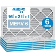 Aerostar 16 3/8 x 21 1/2 x 1 MERV 6 Pleated Air Filter, AC Furnace Air Filter, 6 Pack