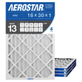 thumbnail image 1 of Aerostar 16x30x1 MERV 13 AC Furnace Air Filter, Pleated HVAC Filter, MPR 1900 FPR 10, Allergen Defense, 4-Pack, Made in USA, 1 of 8