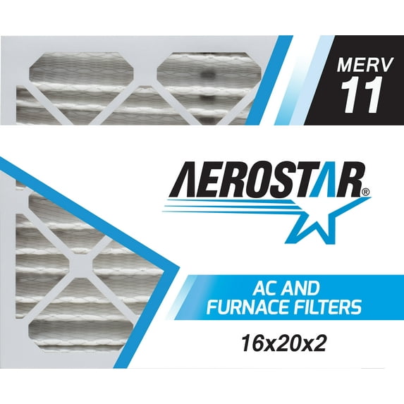 Aerostar 16x20x2 MERV 11 Pleated Air Filter, 4 Pack, Furnaces Filters, HVAC Filter, Air Conditioners Vent Filter Replacement for Home