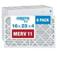 thumbnail image 1 of Aerostar 16x25x4 MERV 11 Pleated Air Filter, AC Furnace Air Filter, 6 Pack, 1 of 5