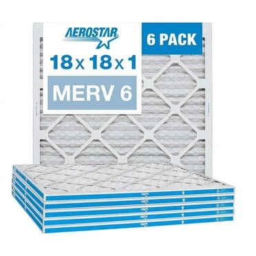 Aerostar 18x18x1 MERV 6 Pleated Air Filter, AC Furnace Air Filter, 6 Pack