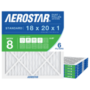 Aerostar 18x20x1 MERV 8 Air Filter, Pleated AC Furnace HVAC, Dust Pollen Pet Dander, 6 Pack