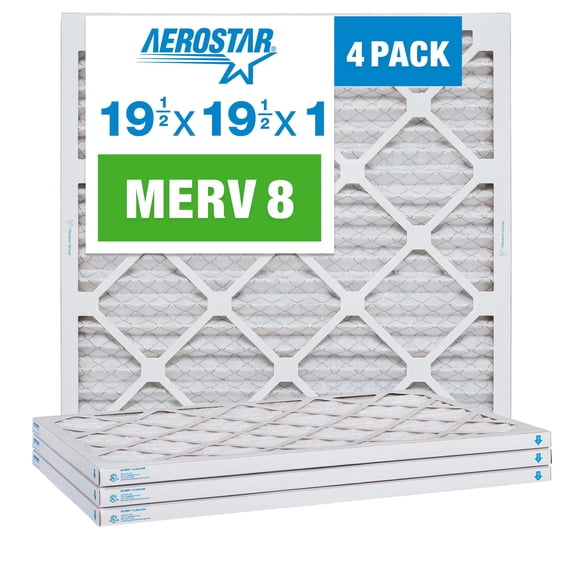 Aerostar 19.5x19.5x1 MERV 8 - 4 Count - High Efficiency Pleated HVAC, Furnace & Air Conditioner Filters - Removes Dust, Lint, Mold & Allergy-Causing Pollen