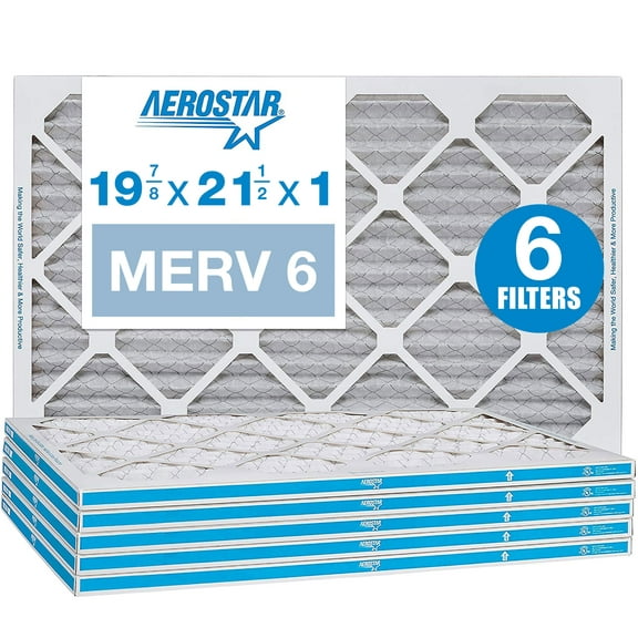 Aerostar 19x21x1 MERV 6 Pleated Air Filter, AC Furnace HVAC, 12 Pack