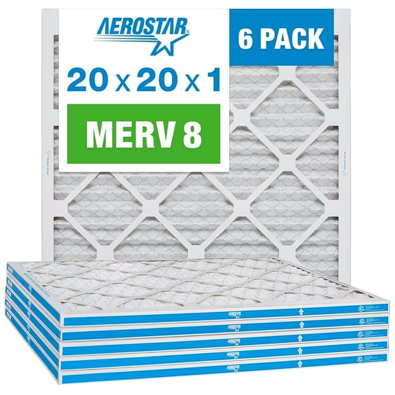 20x20x1 AC and Furnace Air Filter by Aerostar - MERV 8, Box of 6