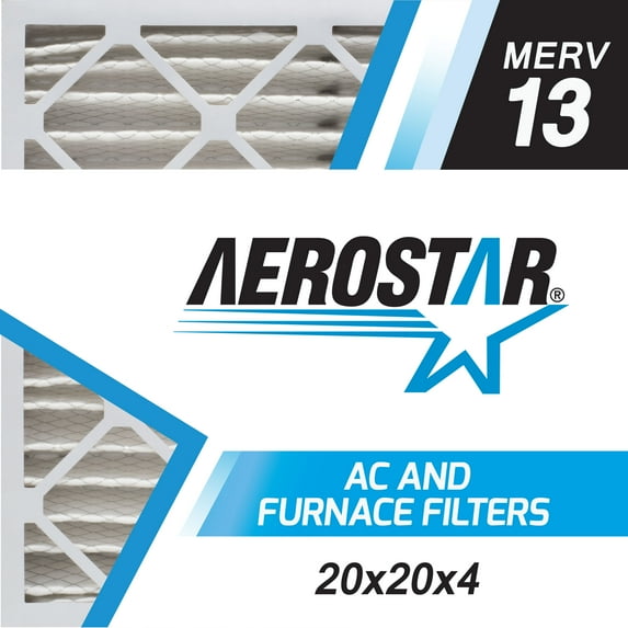 Aerostar 20x20x4 MERV 13 Pleated Air Filter, 1 Pack, Furnaces Filters, HVAC Filter, Air Conditioners Vent Filter Replacement for Home