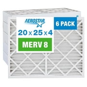 Aerostar 20x25x4 MERV 8 Pleated Air Filter, AC Furnace Air Filter, 6 Pack