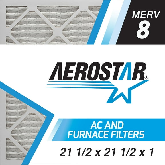 Aerostar 21 1/2x21 1/2x1 MERV 8, Pleated Air Filter, 21 1/2 x 21 1/2 x 1, Box of 6, Made in the USA