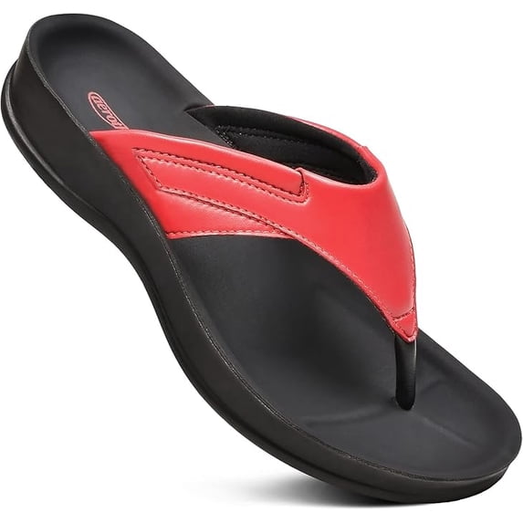AEROTHOTIC Arch Supportive Strappy Orthotic Comfortable Flip Flops Cushion Soft Toe Post Non-Slip Summer Casual Travel Walking Thong Sandals Women Beach Essentials