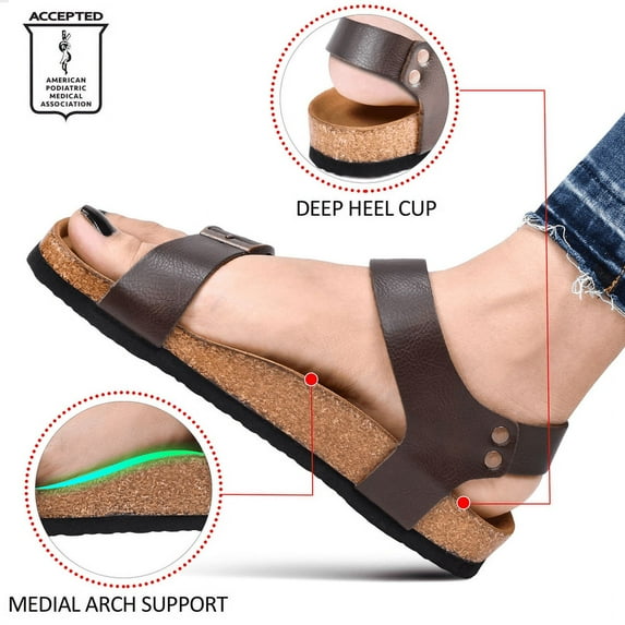 Aerothotic Amulet Women's Comfortable Slingback Sandals 8 - Medium - Brown