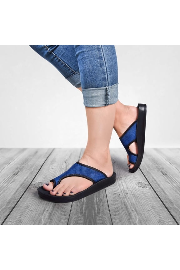 Aster Women's Comfortable Split Toe Sandals 5 - Medium - Navy
