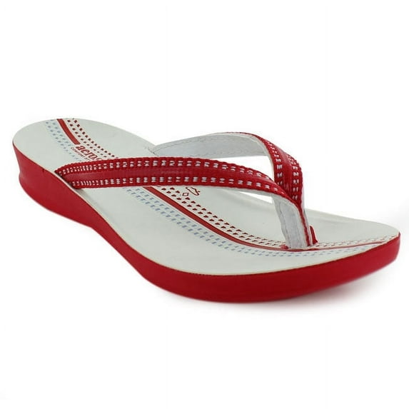 Aerothotic B0902Red2 Feather - Girls Flip Flops Sandals, Red - Size 2