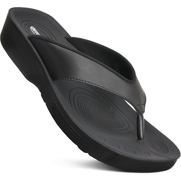 AEROTHOTIC Flip Flops for Women with Arch Support Plantar Fasciitis Orthopedic Cushioned Footbed Comfortable Non-Slip Sole with Padded Straps Dressy Casual Recovery Women Sandals