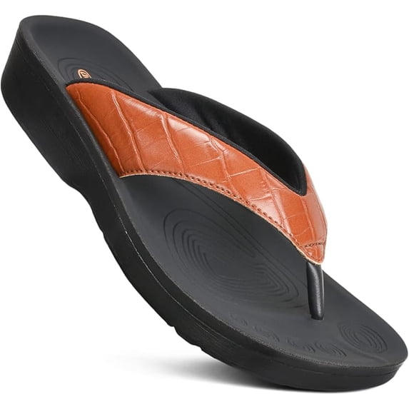 AEROTHOTIC Flip Flops for Women with Arch Support Plantar Fasciitis Orthopedic Cushioned Footbed Comfortable Non-Slip Sole with Padded Straps Dressy Casual Recovery Women Sandals