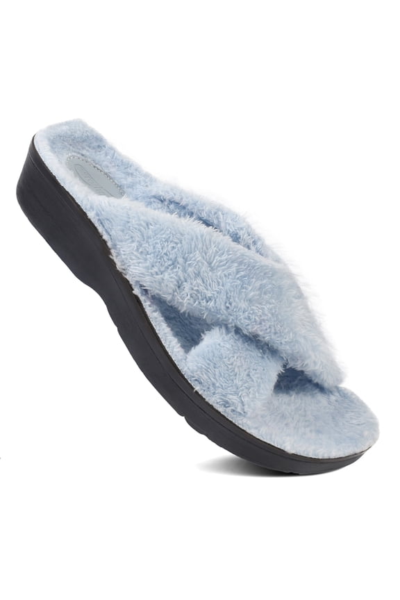 Lola Women’s Fuzzy Slippers – Soft Criss-Cross Indoor Cozy House Shoes