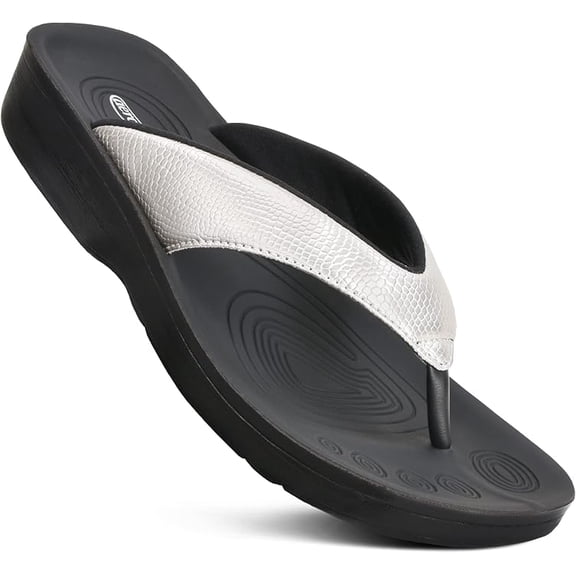 AEROTHOTIC Flip Flops for Women with Arch Support Plantar Fasciitis Orthopedic Cushioned Footbed Comfortable Non-Slip Sole with Padded Straps Dressy Casual Recovery Women Sandals