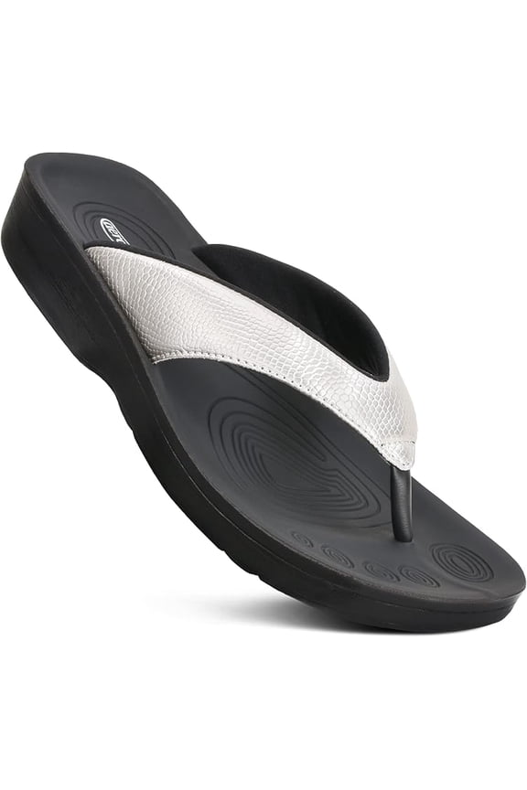 Flip Flops for Women with Arch Support Plantar Fasciitis Orthopedic Cushioned Footbed Comfortable Non-Slip Sole with Padded Straps Dressy Casual Recovery Women Sandals