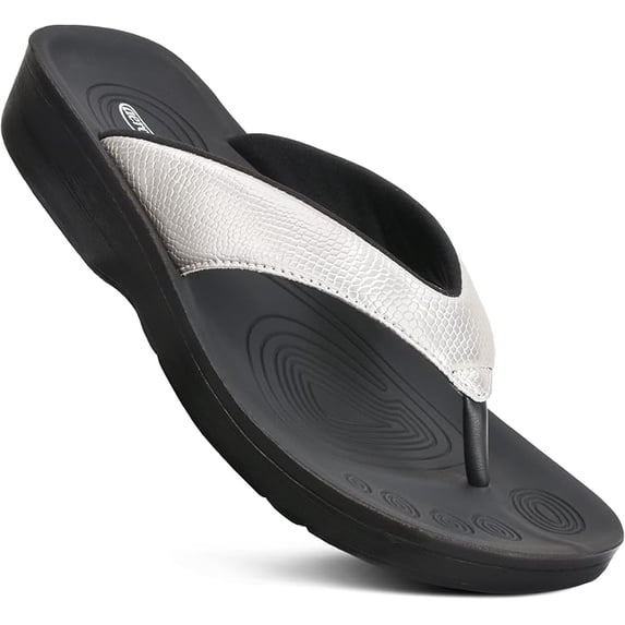AEROTHOTIC Flip Flops for Women with Arch Support Plantar Fasciitis Orthopedic Cushioned Footbed Comfortable Non-Slip Sole with Padded Straps Dressy Casual Recovery Women Sandals