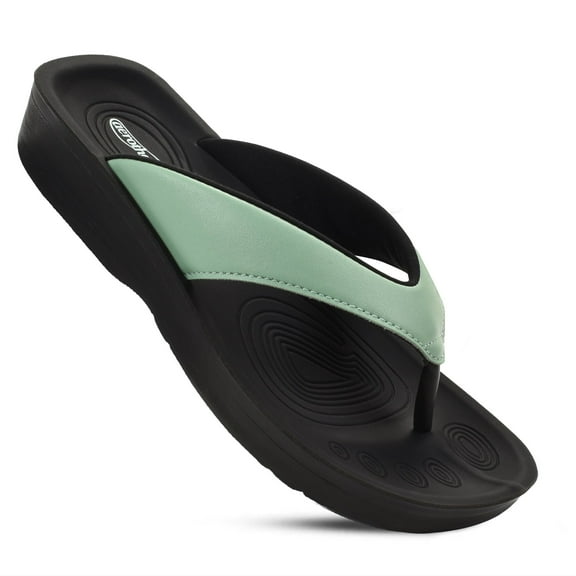 Aerothotic Ravine Women's Orthotic Thong Sandals 10 - Medium - Black