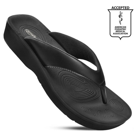 Aerothotic Ravine Women's Orthotic Thong Sandals 9 - Medium - Black