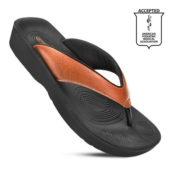Aerothotic Ravine Women's Orthotic Thong Sandals 9 - Medium - Tan