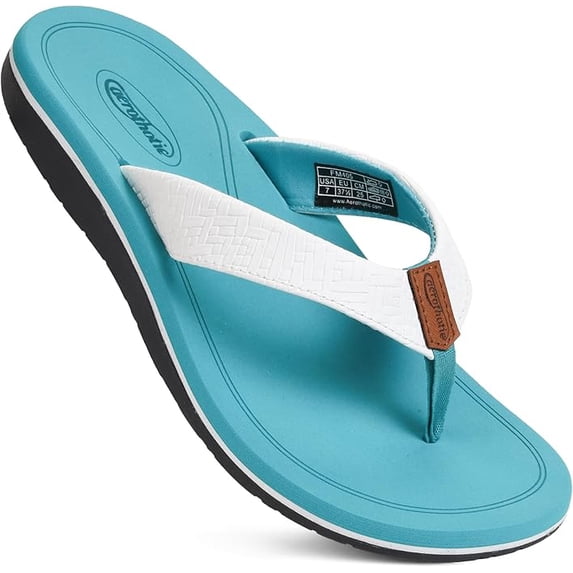 Aerothotic Solace Beach Sandals For Woman – Comfort Women's Flip-Flops Lightweight Thong Slippers Quick Dry Girls Flip Flops - Indoor Outdoor Non Slip Yoga Mat Footbed Footwear Ladies Sandals
