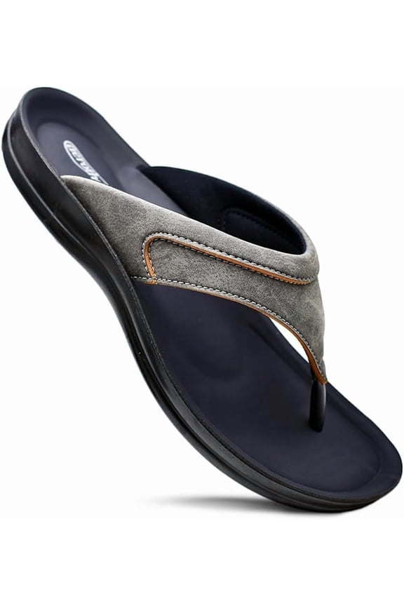 Comfortable Arch Support Flat Sandals for Women Comfy Toe Post with Cute Soft Padded Straps Casual Fashion Vacation Essentials Dressy Shower Sandals (Terrene Grey, Size 5)