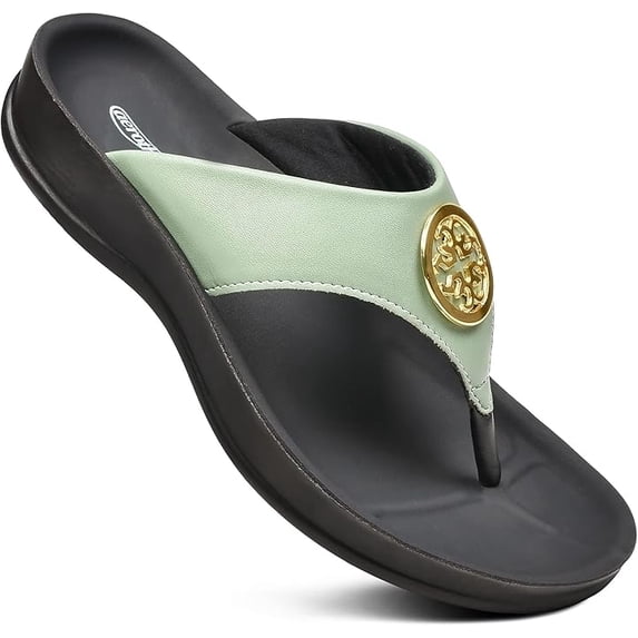 AEROTHOTIC Arch Supportive Strappy Orthotic Comfortable Flip Flops Cushion Soft Toe Post Non-Slip Summer Casual Travel Walking Thong Sandals Women Beach Essentials