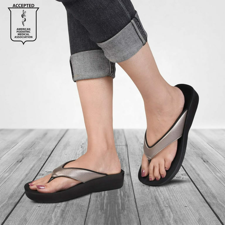 Aerothotic Women's Pearly Fume Orthotic Comfortable Flip Flops Sandal
