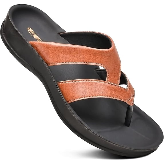AEROTHOTIC Arch Supportive Strappy Orthotic Comfortable Flip Flops Cushion Soft Toe Post Non-Slip Summer Casual Travel Walking Thong Sandals Women Beach Essentials