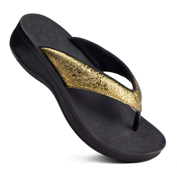 Aerothotic Women's Sequin Comfortable Thong Platform Sandals