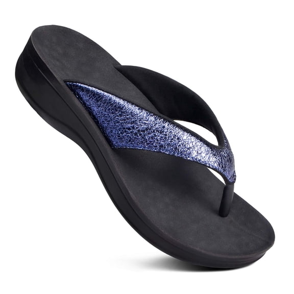Aerothotic Women's Sequin Comfortable Thong Platform Sandals