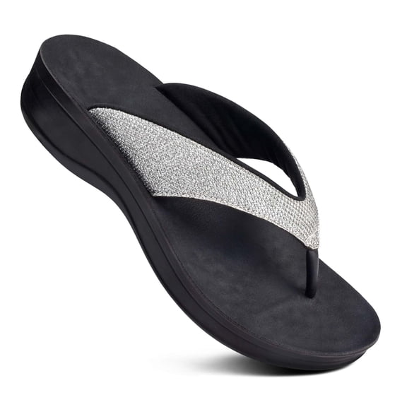 Aerothotic Women's Sparkle Comfortable Thong Platform Sandals