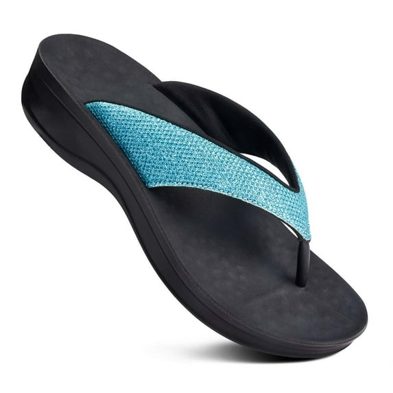 Aerothotic Women's Sparkle Comfortable Thong Platform Sandals