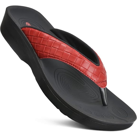 AEROTHOTIC Flip Flops for Women with Arch Support Plantar Fasciitis Orthopedic Cushioned Footbed Comfortable Non-Slip Sole with Padded Straps Dressy Casual Recovery Women Sandals