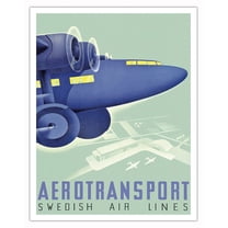 Aerotransport - Swedish Air Lines - Vintage Airline Travel Poster by Anders Beckman c.1935 - Fine Art Matte Paper Print (Unframed) 11x14in
