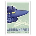 thumbnail image 1 of Aerotransport - Swedish Air Lines - Vintage Airline Travel Poster by Anders Beckman c.1935 - Fine Art Matte Paper Print (Unframed) 24x32in, 1 of 4