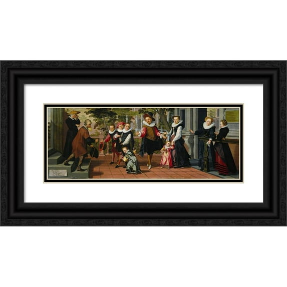 Aert Pietersz. 18x9 Black Ornate Wood Framed Double Matted Museum Art Print Titled - Rich Children, Poor Parents (1599)