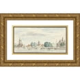 thumbnail image 1 of Aert Schouman 18x11 Gold Ornate Wood Frame and Double Matted Museum Art Print Titled - View of Dordrecht with the Rietdijkspoort and Windmills (1744), 1 of 4