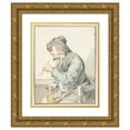 thumbnail image 1 of Aert Schouman 20x24 Gold Ornate Framed and Double Matted Museum Art Print Titled - Piping Man in an Armchair, to the Left (1720 - 1792), 1 of 4