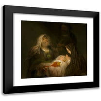 Aert de Gelder 14x12 Black Modern Framed Museum Art Print Titled - Simeon's Song of Praise (C. 1700)