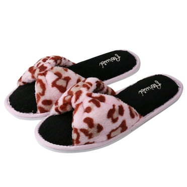 Aerusi Cozy Slide Leopard Pattern Memory Foam Slipper