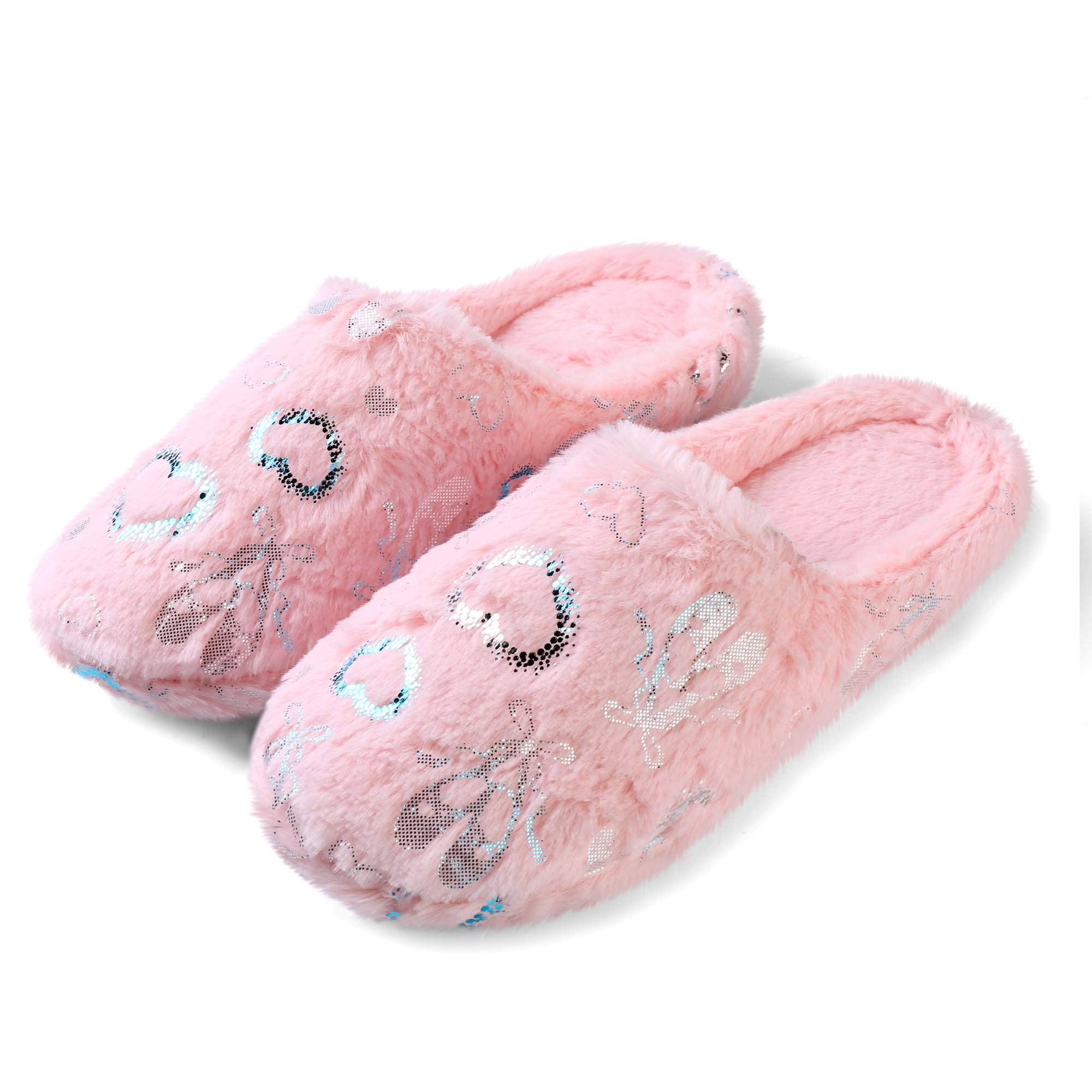 Bear Design Fuzzy Novelty Slippers, Pink Preppy Style College Cartoon Fun  Slippers