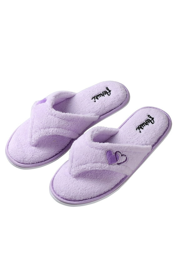 Women's Plush Lilac Spa Slippers with Non-Slip Rubber Sole | Soft Indoor/Outdoor House Slippers for Bedroom, Garden, Relaxation (Lilac-6)