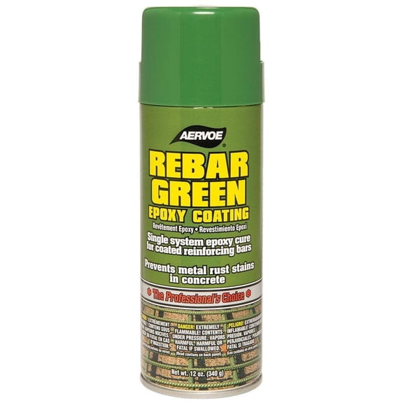 Aervoe 156 Rebar Green Epoxy Coating Spray, 12 oz. Net Weight (16 oz. Can), Rust-Preventative Touch-Up Paint for Concrete Reinforcement Steel