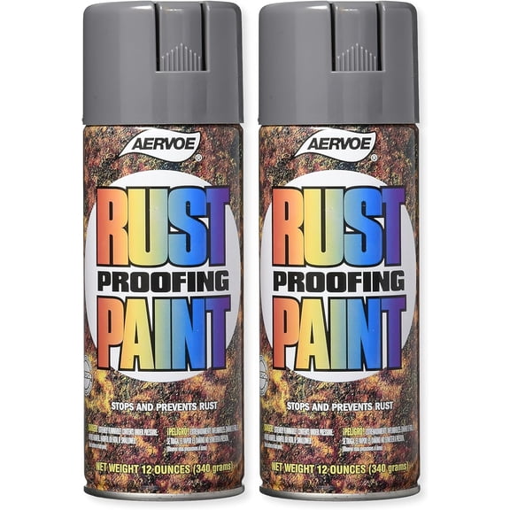 Aervoe 349 Pack of 2 Rust Proof Any Way Spray Paints, Meter Gray; ANSI 49; Industrial Enamel Coating; 360 Spray Valve; Rust Protection; High Gloss Finish; Metal, Wood, and Plastic Safe; Fast Drying