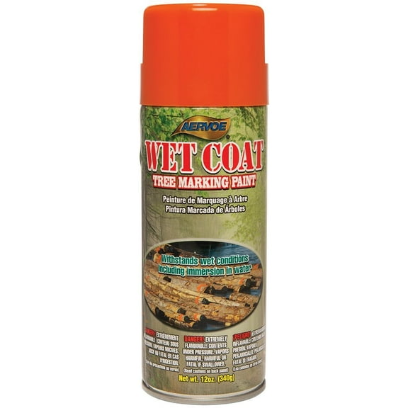 Aervoe 698 12 Oz. Wet Coat Tree Marking Paint, Orange, Works w/Wet Conditions to Provide a Long-lasting Mark, Displaces Moisture While the Outer Film is Formed, Penetrates Deep Into Bark or Wood Gr